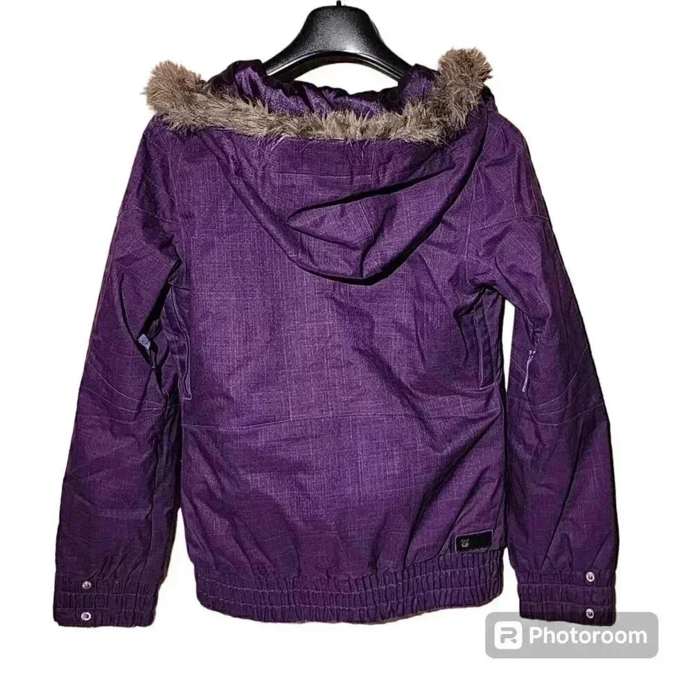 BURTON Dryride Women's Size Small Snow Ski Jacket Faux Fur Hood Purple Lined! - Picture 3 of 11